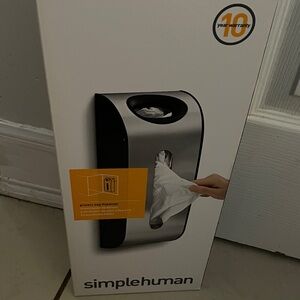 New NIB Simplehuman Stainless Steel Bag Holder